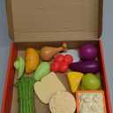 B. toys  Play Food & Basket  18 Pieces of Toy Food  Grocery, Cooking, Play Kitchen Toys  Pretend Play Set for Toddlers, Kids  2+ Years  Freshly Picked