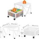 HOOBRO Mini Fridge Stand with Movable Storage Basket, Mini Fridge Cabinet with Wheels, Sturdy Metal Frame, for Home, Office, Dorm, White WW255TL01