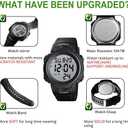 CakCity Digital Sport Watches for Men Waterproof 100M Wrist Watches with Alarm Stopwatch LED Large Display Black - Upgraded Version