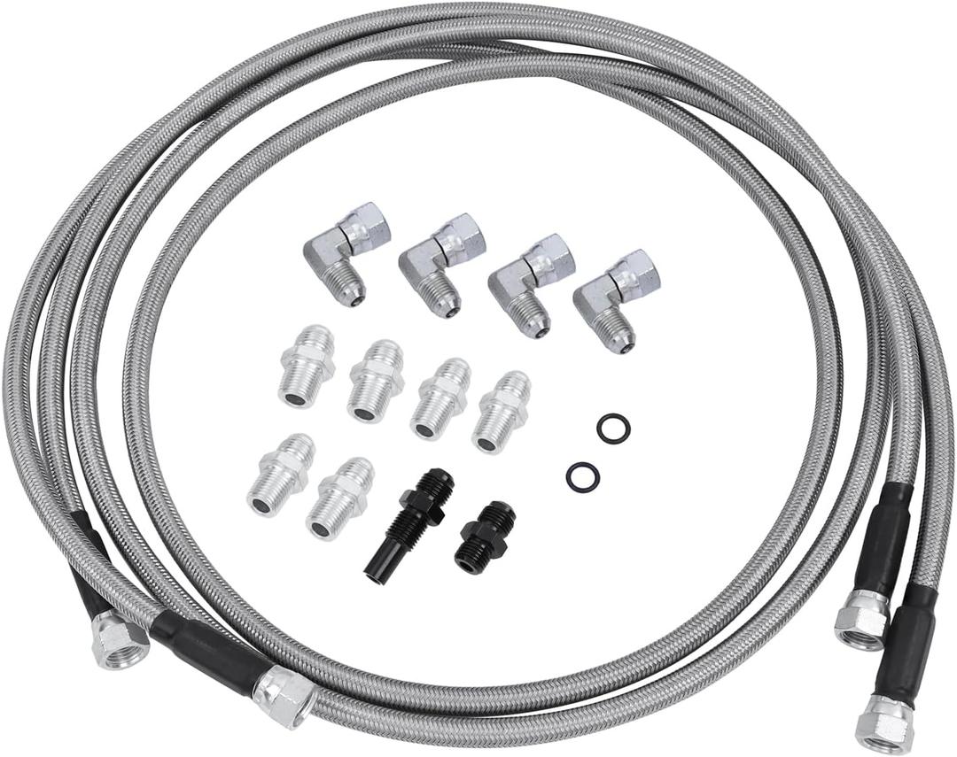 6AN 70 Transmission Cooler Hose Line kit, Compatible with GM Chevy Transmission 4L80E TH350 TH400 4L60E 700R4 200-4R TR6060 C5 AOD Stainless Steel Braided AN6 Adapter Fitting