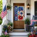 4th of July Patriotic House Flag 28x40 Inch Double Sided Outside Independence Memorial Day Summer Daisy Decorative Floral Outdoor Garden Yard Porch Decorations