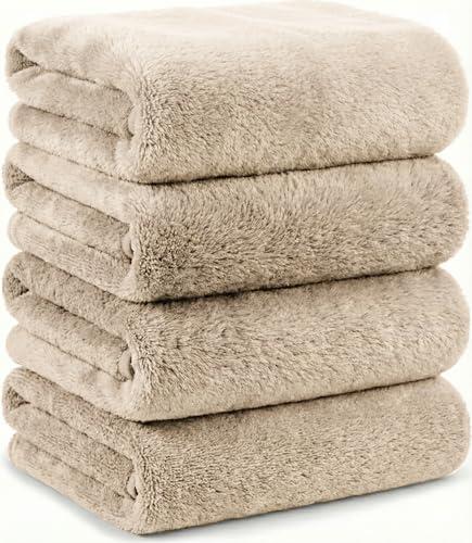 Mofuwa Microfiber Bath Towels Set, Compact Size 20 x 43 in, Hyaluronic Acid-Infused, Soft on Skin, 4 Pack, Quick Dry, Absorbent (Natural Beige)