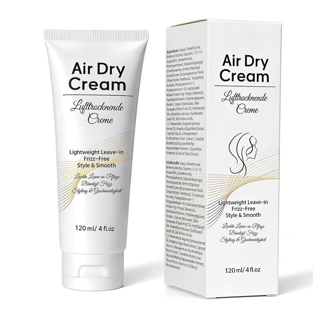 2 x Air Dry Cream for Straight & Fine Hair, Styling Cream for Curly, Wavy