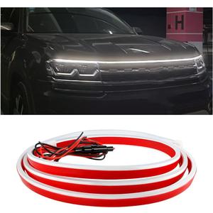 Car Hood Light Strip, 79 Inch Flexible Dynamic Daytime LED Running Lights, 12V Waterproof Silicone Headlight Strip Engine Cover Decoration, Universal Car Accessories (White)