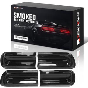 Smoked Tail Light Covers for Dodge Challenger 2015-2023, Tinted Black Rear Lens Guards(4PC Set), Easy No-Drill Installation with 3M Adhesive