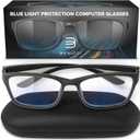 Stylish Blue Light Blocking Glasses for Women & Men  Helps Ease Digital Eye Strain & Headache from Computers, Phones w/Case (Black)