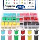 36Pcs Jcase Fuse Car Fuses Assortment Kit Automotive Tall/Standard and Low Profile Jcase Box Shaped Automotive Fuses for Trucks Cars and SUVs (20A, 30A, 40A, 50A, 60A, 80A)