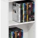 Furinno Jaya DVD Shelf, 8-Tier Tall Narrow CD Rack, Media Shelf with Adjustable Shelves, DVD Storage Cabinets for CD Bluray Game Disc, Easy Assembly, for Living Room, Home Office, White