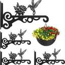 4-Pack Aesthetic Wall Plant Hanger Indoor and Outdoor 10 Inch Metal Hanging Plant Bracket with Beautiful Bird Pattern Heavy Duty Plant Hooks for Hanging Plants, Bird Feeder, Wind Chime, Lantern