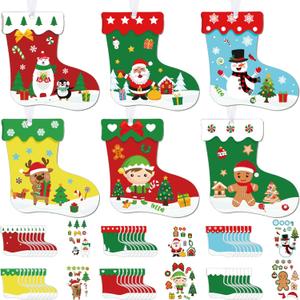 Containlol 48 Pcs Christmas Craft Kits for Kids Christmas Stockings Ornaments Kit Make Your Own Xmas Tree Craft DIY Stockings Cutouts for Holiday Farmhouse Decor Handcraft Supplies