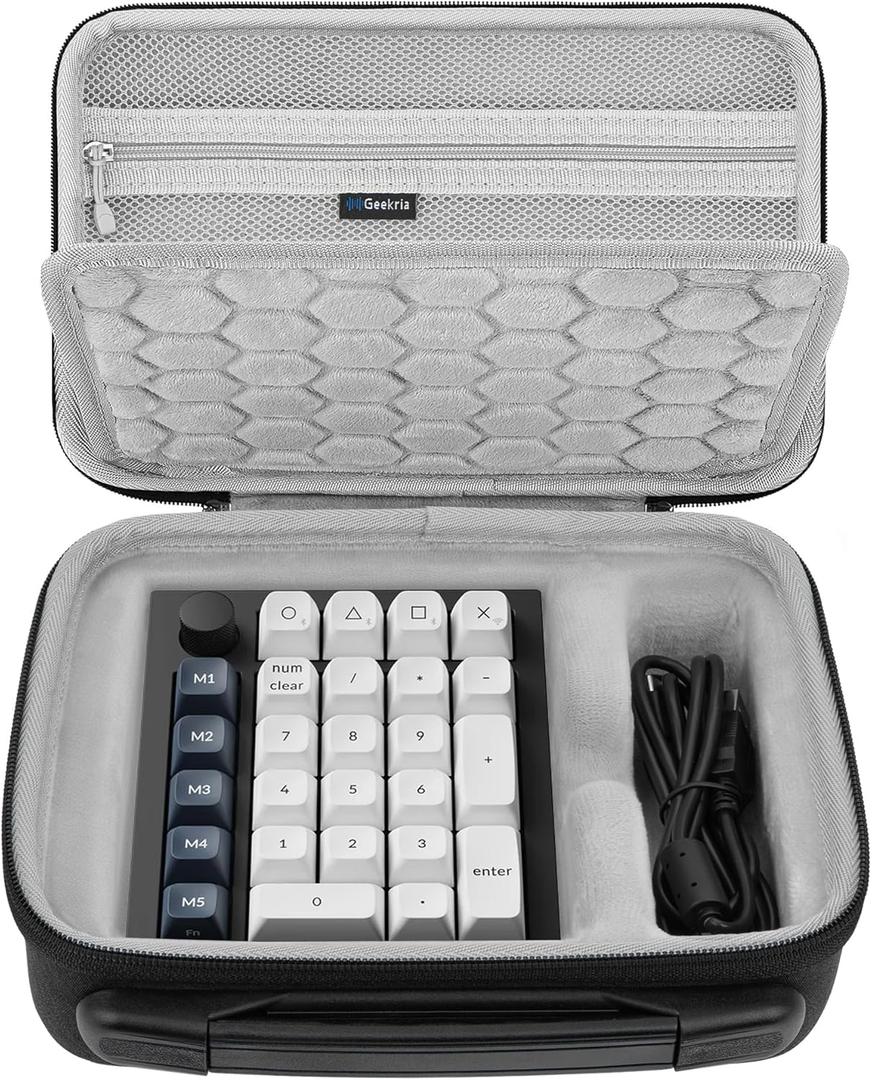 GEEKRIA Numeric Keypad Carrying Case, Compatible with Keychron Q0 Max / Q0 Plus, Portable Number Pad Bag (Dark Grey)