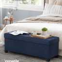 SONGMICS Storage Ottoman Bench, Foldable Foot Rest with Legs, 15 x 43 x 15.7 Inches, End of Bed Bench, Storage Chest, Load up to 660 lb, for Living Room, Bedroom, Entryway, Midnight Blue ULSF018I01