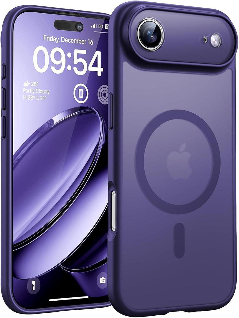 TOCOL for iPhone Air Case, Full Camera Protection, Built-in Magnetic Ring, Compatible with Magsafe Charger, Drop Protection, Translucent Matte Phone Case for iPhone 17 Air 6.5 inch (Midnight Purple)