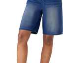 Fanica Stretchy Denim Bermuda Shorts for Women (Blue, M)