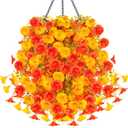 4 x 2PCS Artificial Hanging Flowers Outdoors Fake mums Plants Garden Home Decoration Fall Decor Morning Glory for Outside Planter Front Porch Patio Indoor Home Wedding Garden Porch Window Decoration