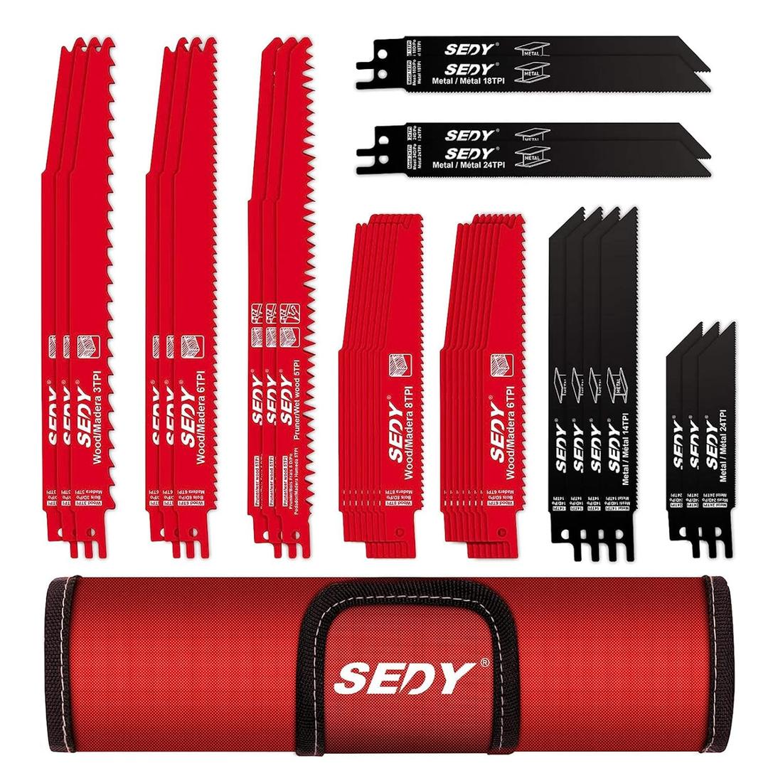 36-Piece Ultimate Reciprocating Saw Blade Set - Premium Saw Blades, Durable Wood & Metal Cutting Blades with Storage Pouch, Long-Lasting Pruning Blades