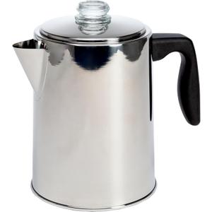 Primula Stovetop Coffee Percolator, Premium Stainless Steel Coffee Maker with Reusable Filter Basket, Non-Drip Spout, Glass Knob Brew Indicator and Heat Resistant Handle, Dishwasher Safe, 8 Cup