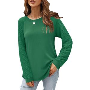 Aifer Womens Long Sleeve Shirts Crew Neck Casual Tops Fashion Loose Fit Trendy Tunic Outfits Clothes (M)