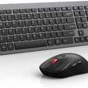 GAMCATZ Wireless Keyboard and Mouse Combo, Quiet Click, Full Size Design with Number Pad, Ergonomic Mouse with 5 DPI, Sleep Mode-2.4G Slient Portable Cordless Combo for Laptop/ PC/ Computer/ Mac(Grey)