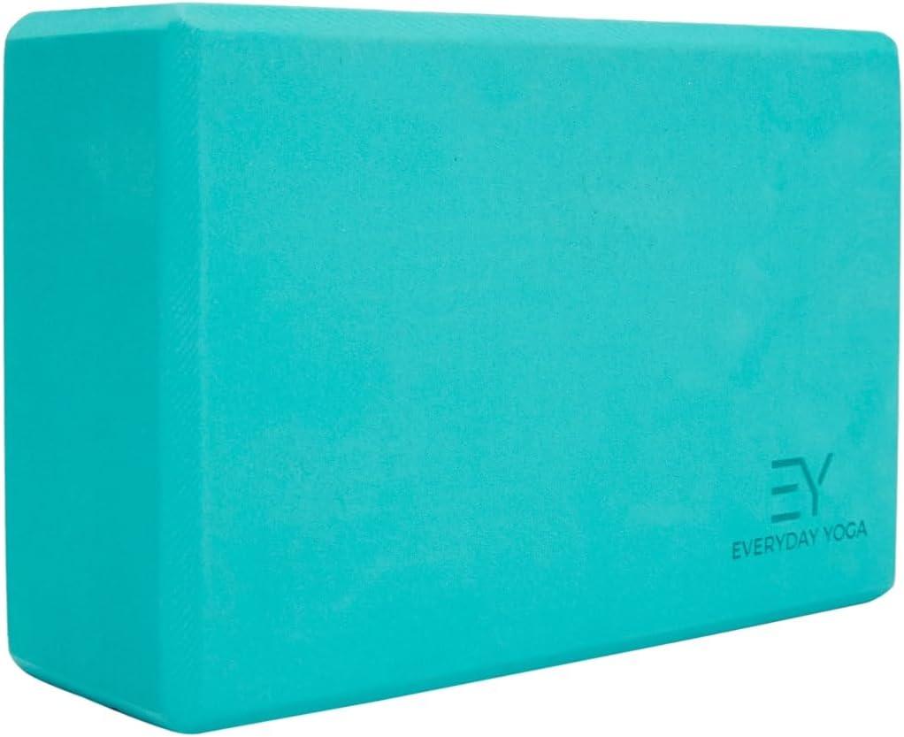 Everyday Yoga Premium Foam Block - Non-Slip High-Density Yoga Block for Balance, Stability & Stretching, EVA Foam Support, Multi Colors (Single Block) (3 Inch Thick, Aqua)