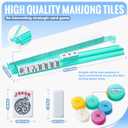 American Mahjong Tile Set - 166 Quality White Tiles & 4 All-in-One Mahjong Racks with Pushers, Travel Vita Mahjong Game Set Complete with Carrying Bag for Beginners & Experts