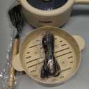 Dezin Electric Cooker, 2L Non-Stick Saut Pan, Rapid Noodles Cooker, Mini Pot for Steak, Egg, Fried Rice, Ramen, Oatmeal, Soup with Power Adjustment, College Dorm Room Essential(Egg Rack Included) (Round - F(Beige/with Steamer))