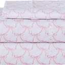 Softan Kids Bed Sheet Set, Girls Full Size Kids Sheets, Microfiber Fitted Sheet and Pillowcase, Breathable and Silky Soft, 4 Piece Pink Bowknot Printed Full Bed Sheet