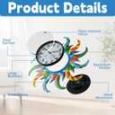 Large Blue Sun Outdoor Clock with Thermometer and Hygrometer Combo, Silent No-Ticking Outdoor Wall Clock, Waterproof Quartz Clock for Patio, Living Room, Kitchen, Garden, 25 Inch
