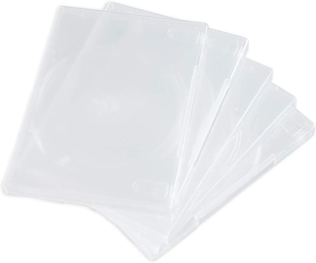 Maxtek 14mm Single Clear Standard DVD Case with Outter Clear Sleeve, 10 Pieces. Disc Not Included.