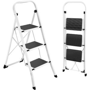 HBTower Step Ladder Folding Step Stool for Adults with Anti-Slip Pedal,330 lbs Capacity for Kitchen, Home,White