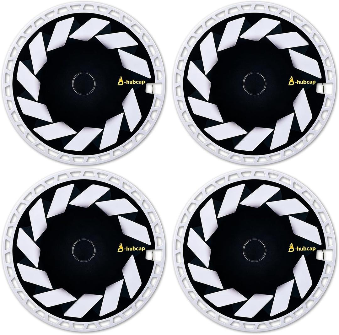 15-Inch UV Painted Universal Flat Hubcaps -002 Style Black & White
