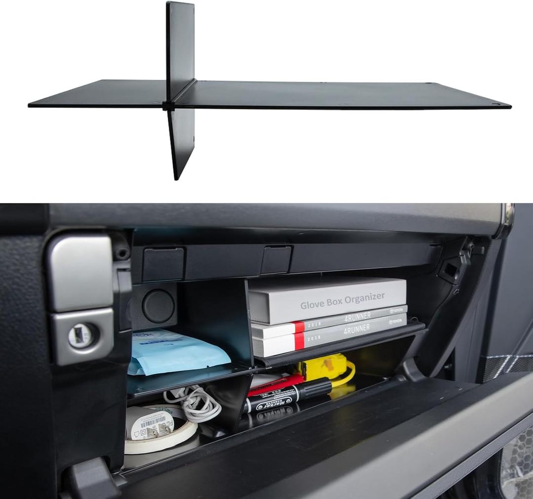 JDMCAR Compatible with Toyota 4Runner Accessories 2010-2023 2024 Glove Box Organizer and GX 460 (2010-2023)Insert ABS Black Materials 4-Runner Compartment Tray