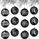 Syhood 12 Pcs 3.15 Inches Horror Gothic Creepy Christmas Tree Decorations Black and White Spooky Christmas Ball Bulk Modern Hanging Ornaments for Xmas Trees Holiday Decor