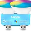 Sunco PAR38 Alexa Compatible Smart LED Bulbs, WiFi Color Changing Outdoor Flood Light, 13W, RGB Tunable White CCT, Dimmable, with Amazon Alexa & Google Assistant, No Hub Required 2 Pack