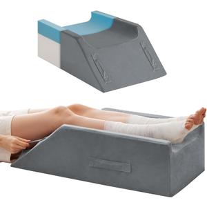 Double Leg Elevation Pillows for After Surgery, Memory Foam Leg Elevating Pillow, Leg Pillow Elevation Blood Circulation, Knee Pillow Wedge Pillow for Back Knee Hip Ankle Pain Relief, Grey