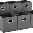 MAX Houser Fabric Storage Bins Cubes Baskets Containers with Dual Plastic Handles for Home Closet Bedroom Drawers Organizers (Cattail Gray) (11 ashy)