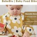 Long Sleeve Baby Bib, Waterproof Fabric, Catch-All Pocket, Baby Smock Bib, Adjustable Sleeves