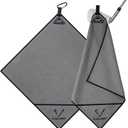 Magnetic Golf Towel for Bag 18" x 18" with Clip Exclusive Cleaning Pocket Microfiber Waffle Ultra Absorbent Club Ball Cleaner, Essential Golf Accessories and Gifts for Men Women(Gray 1 Pack) (Grey)