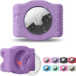 Waterproof AirTag Dog Collar Holder for Apple AirTag QR Code (Medium, Purple-M1)