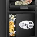 2.8 Cuft Depository Safe with Drop Slot, Anti-Theft Cash Drop Safe with Digital Keypad, Heavy Duty Drop Slot Safes with LCD Display, Drop Commercial Safe for Business Mail Church