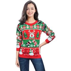 v28 Ugly Christmas Sweater for Women Reindeer Funny Merry Xmas Knit Sweaters, Size L