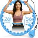 Weighted Hula Circle with 26 Links(56 Inch) for Adults Weight Loss, Infinity Fitness Hoop Plus Size, for Women Smart Exercise Equipment (56inch, 26Links-Blue)