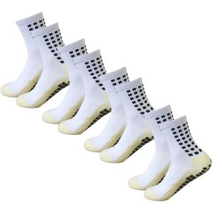 Yufree 4 Pairs Mens Grip Soccer Socks Non Slip Grippy Women Socks for Football Basketball Sports (One Size)