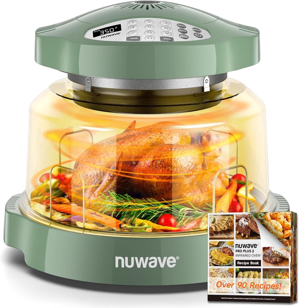 Nuwave Pro Plus 2 Infra-Red Oven, Countertop, Convection, Cook Fresh or Frozen, No Defrosting or Preheating, Cook Healthy, 360 Surround Heat, Adjustable Temps, 100 Presets, 50 Memory, Tough Power Dome