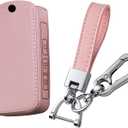 KUNIO Woman Like Leather Car Key Fob Cover Case Compatible with Mazda 3 6 CX-4 CX-5 CX-8 CX-9 CX-30 MX5 2019-2025 Diamond Bling Keychain 3 Button Key Holder Accessories A Pink
