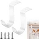 Hicarer 2 Pcs 1.25 Inch Closet Rod Brackets Heavy Duty Metal Wall Mount Rod Brackets with Screws Closet Pole Support for Living Room Bedroom Shelf Office(White)
