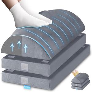 XXL(20in) Foot Rest for Under Desk at Work with 3 Adjustable Heights, Foot Stool with Bamboo Charcoal Foam, Feet Warm Pocket Footrest for Office Gaming Chair, for Leg Support -Gray (Grey)