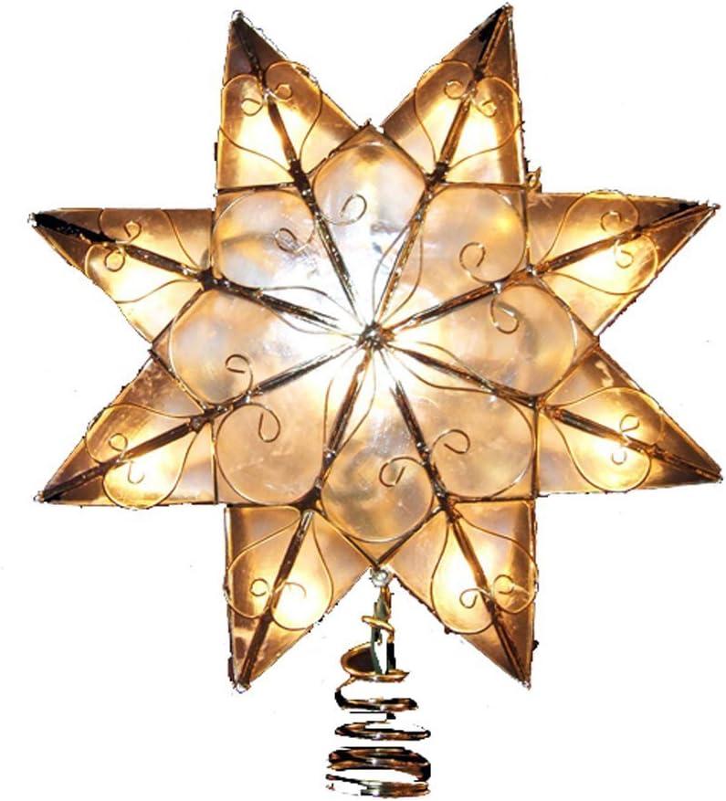 Kurt Adler Indoor 10 Light 8-Point Capiz Star Treetop with Arabesque Decoration