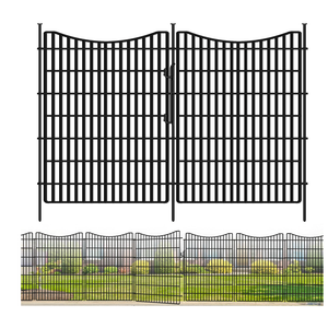 10 Panels No Dig Decorative Outdoor Garden Fence with Gate for Yard, 48 in(H) X 23.6ft(L) Animal Barrier Fencing Rustproof Metal Wire Panel Border for Dog, Rabbits, and Patio Temporary Ground Stakes