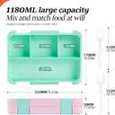2 x QCQHDU Bento lunch Box for Kids-4 Compartment1300ml Heated Lunch Containers for AdultsSchool,Work,Picnics with Sauce Vontainers,Microwave & Dishwasher & Freezer Safe,BPA-Free(Castle) (Strawberry)